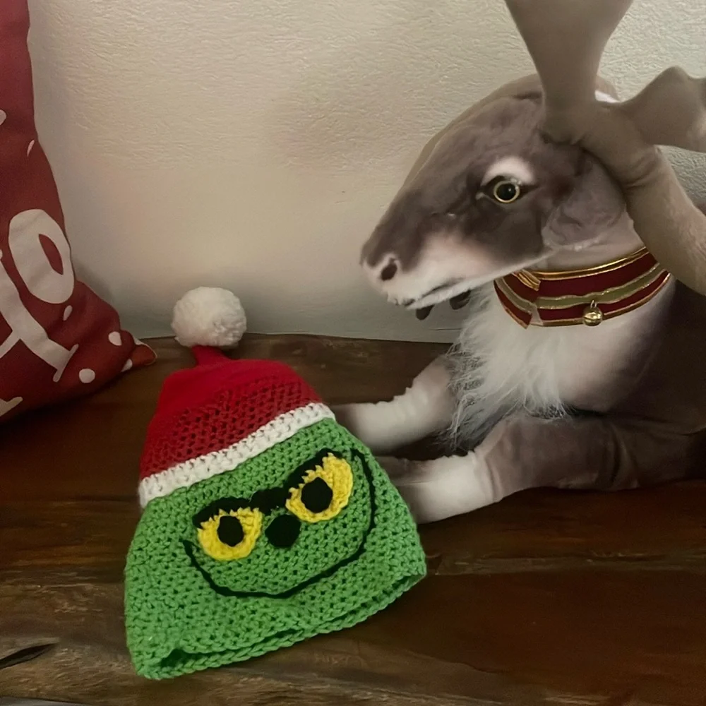 Handmade Crochet Grinch Christmas Hat | Kids Holiday Beanie | One of a Kind